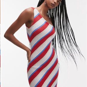 NWT - Stripe Knit One-Shoulder Maxi Dress